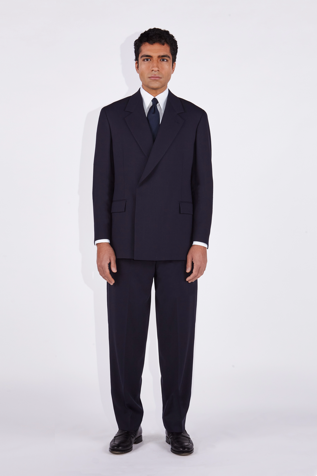 Ofili Navy Crepe Concealed Button Suit