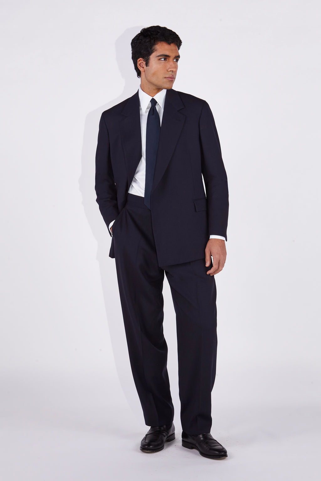 Ofili Navy Crepe Concealed Button Suit