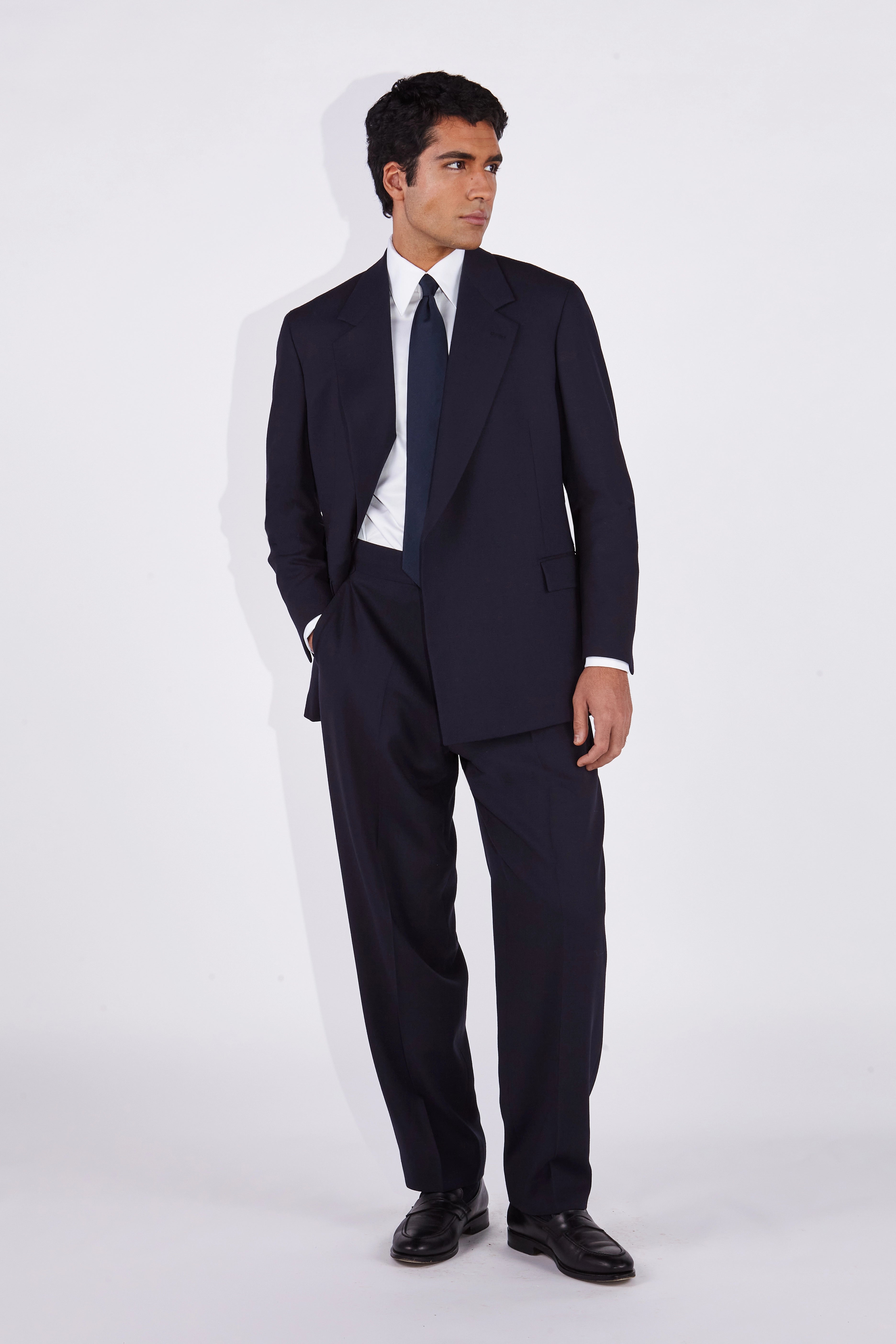 Ofili Navy Crepe Concealed Button Suit