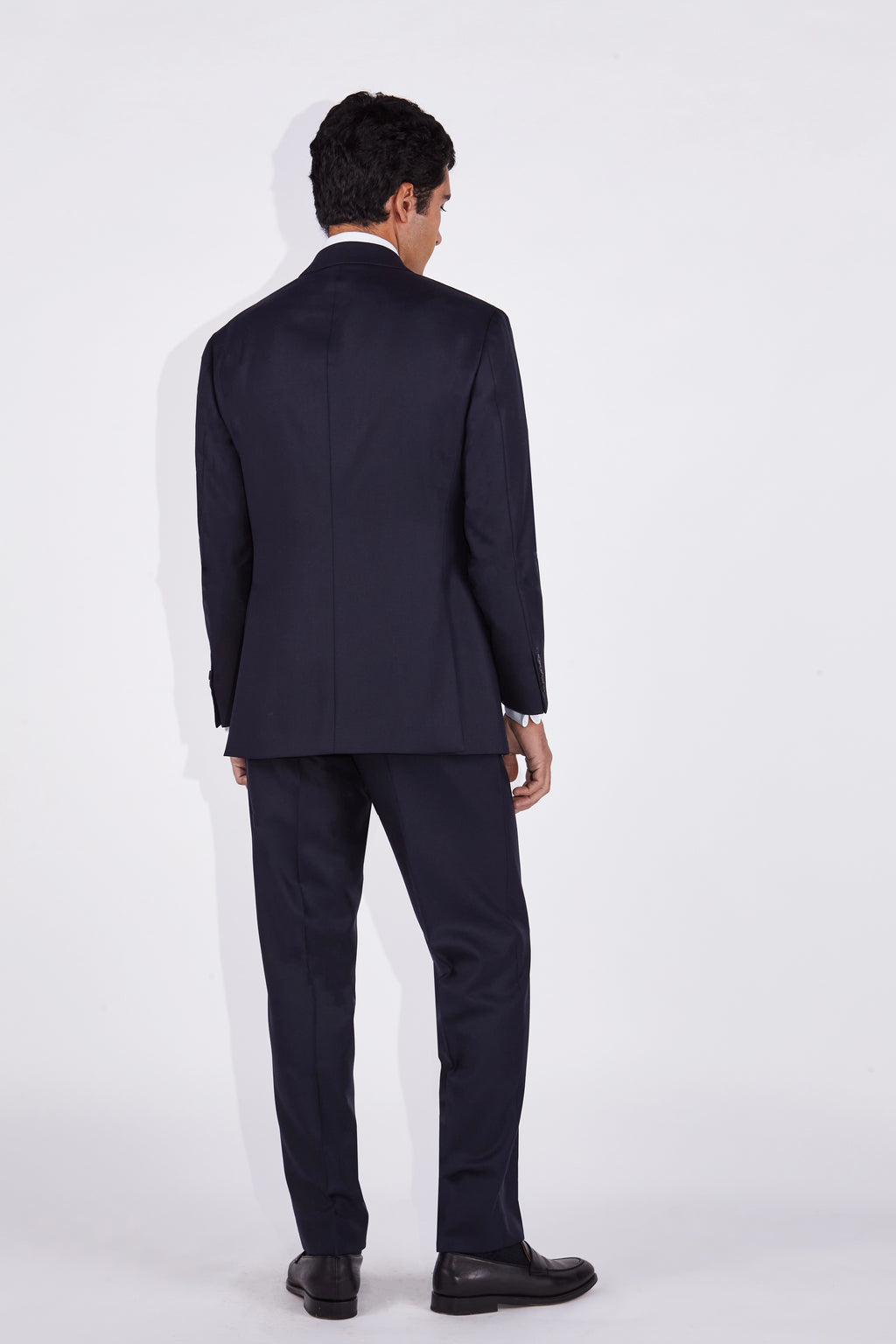 Isaac Navy Hopsack Double Breasted Peak Lapel Suit