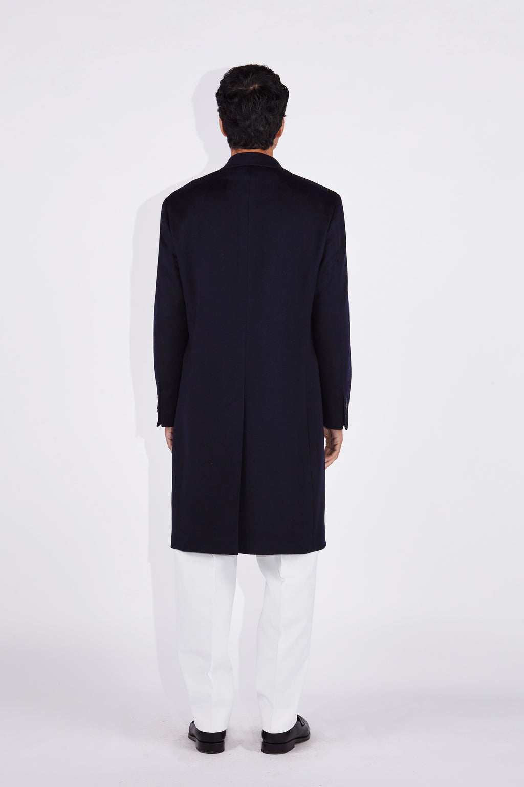 Darius Navy Loro Piana Peak Lapel Coat
