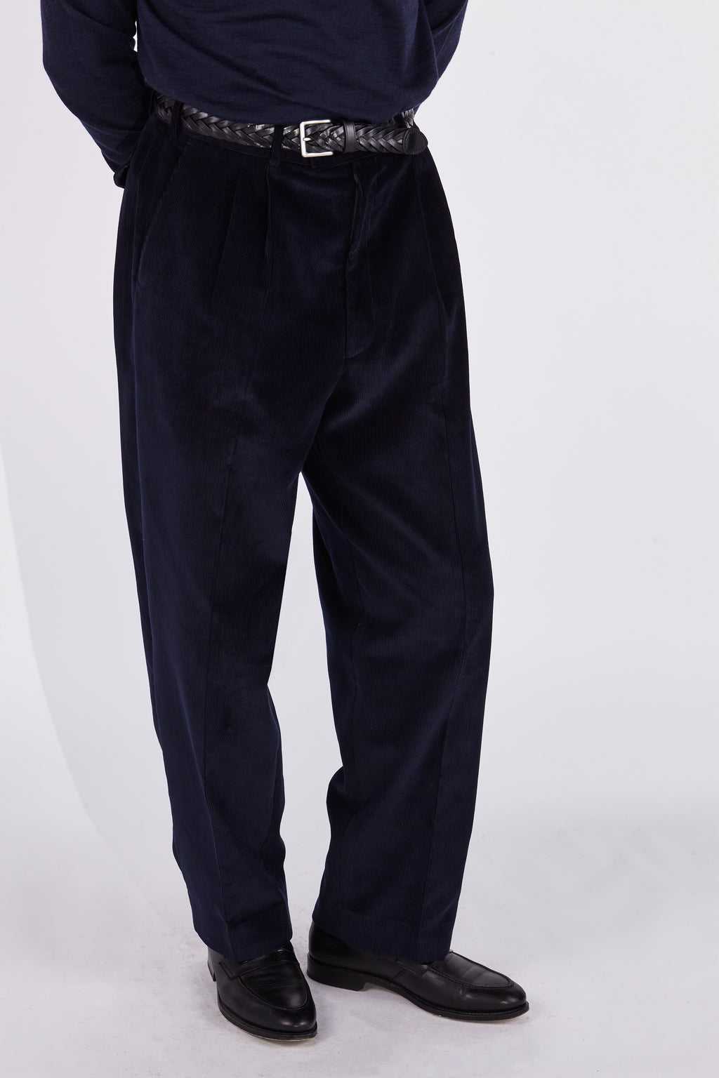 Ruben Navy Cord Straight Leg Trousers