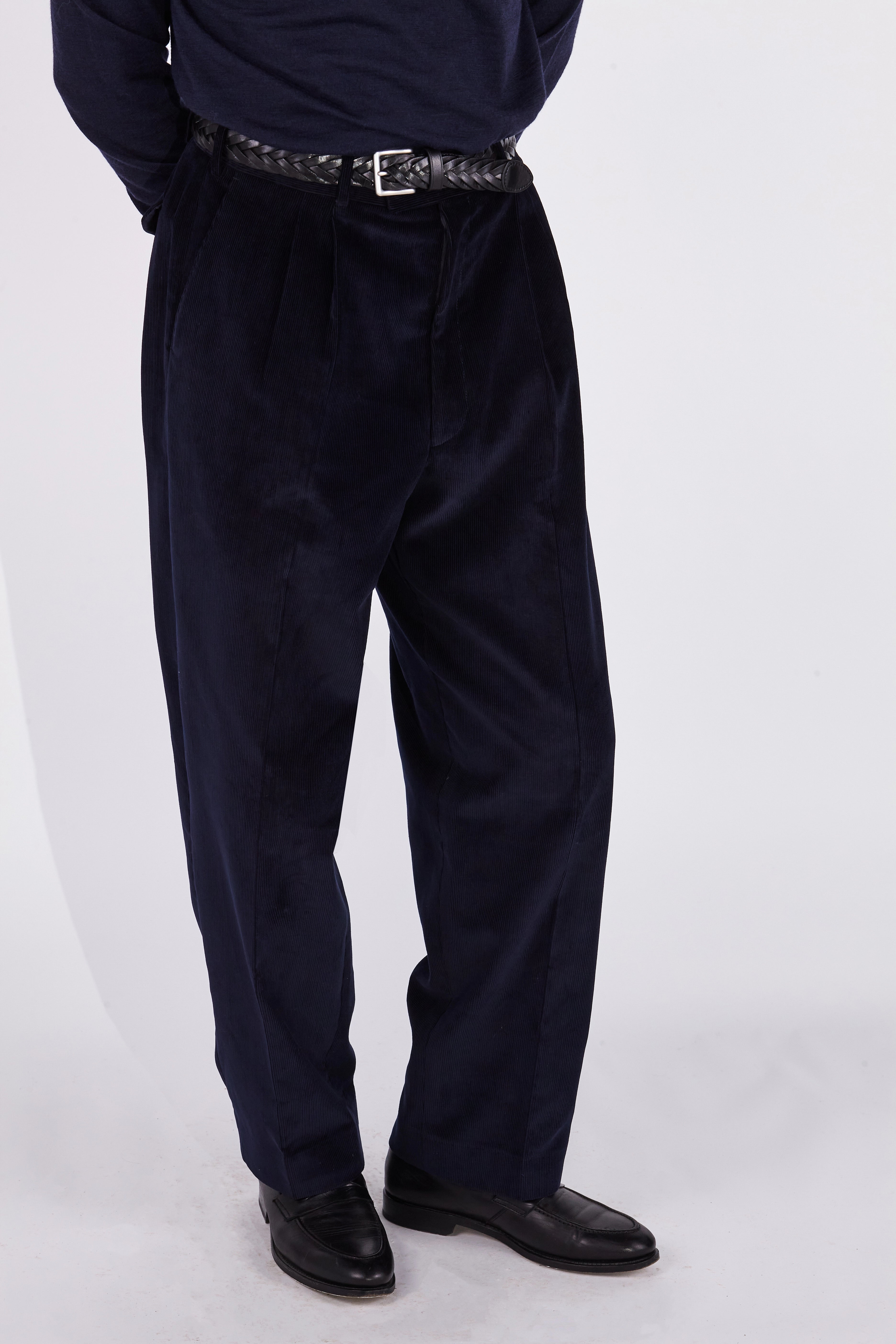 Ruben Navy Cord Straight Leg Trousers