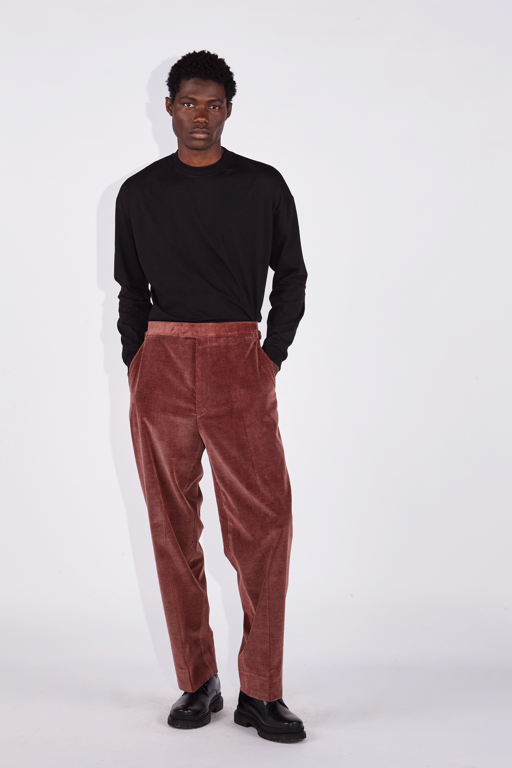 Fidel Loganberry Cord Straight Leg Trousers