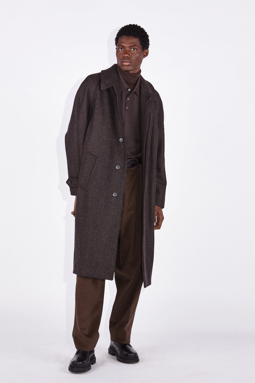 Klee Walnut Herringbone Raglan Overcoat