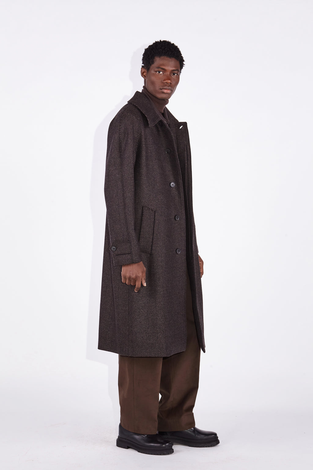 Klee Walnut Herringbone Raglan Overcoat