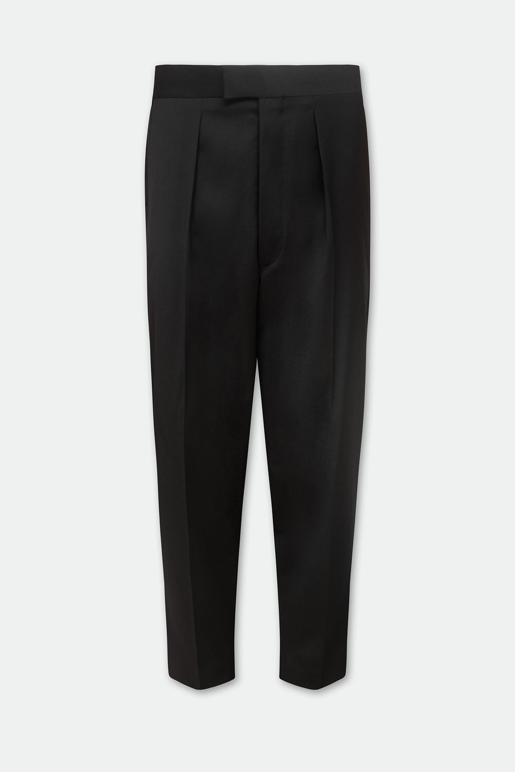 Ezra Black Fresco Relaxed Tapered Leg Wool Trousers