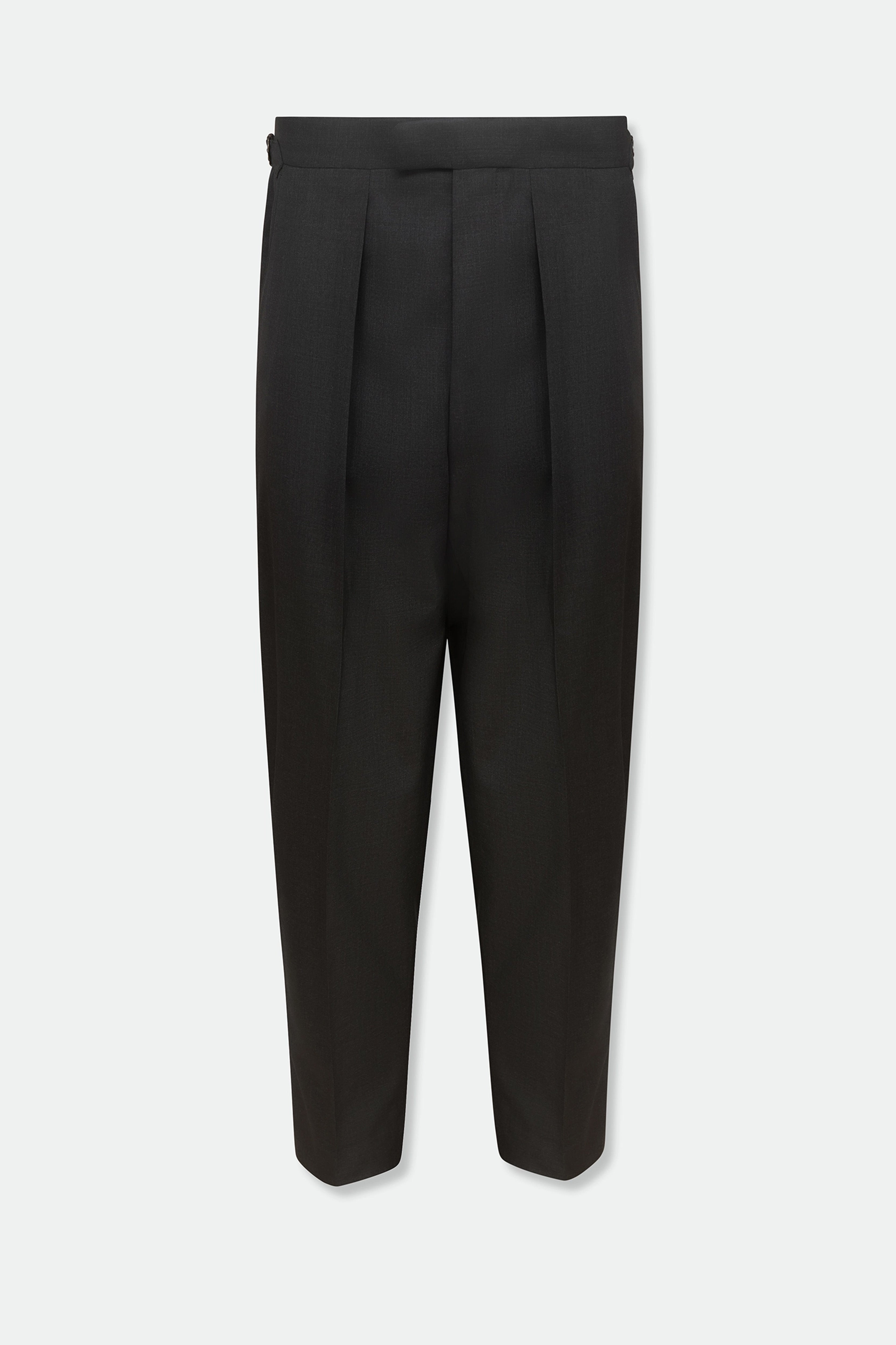 Ezra Anthracite Fresco Relaxed Tapered Leg Wool Trousers