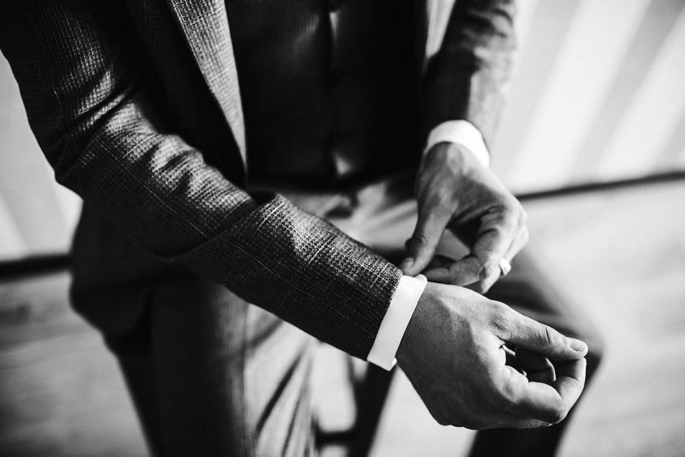 Model wear Casely-Hayford made-to-measure suit. 