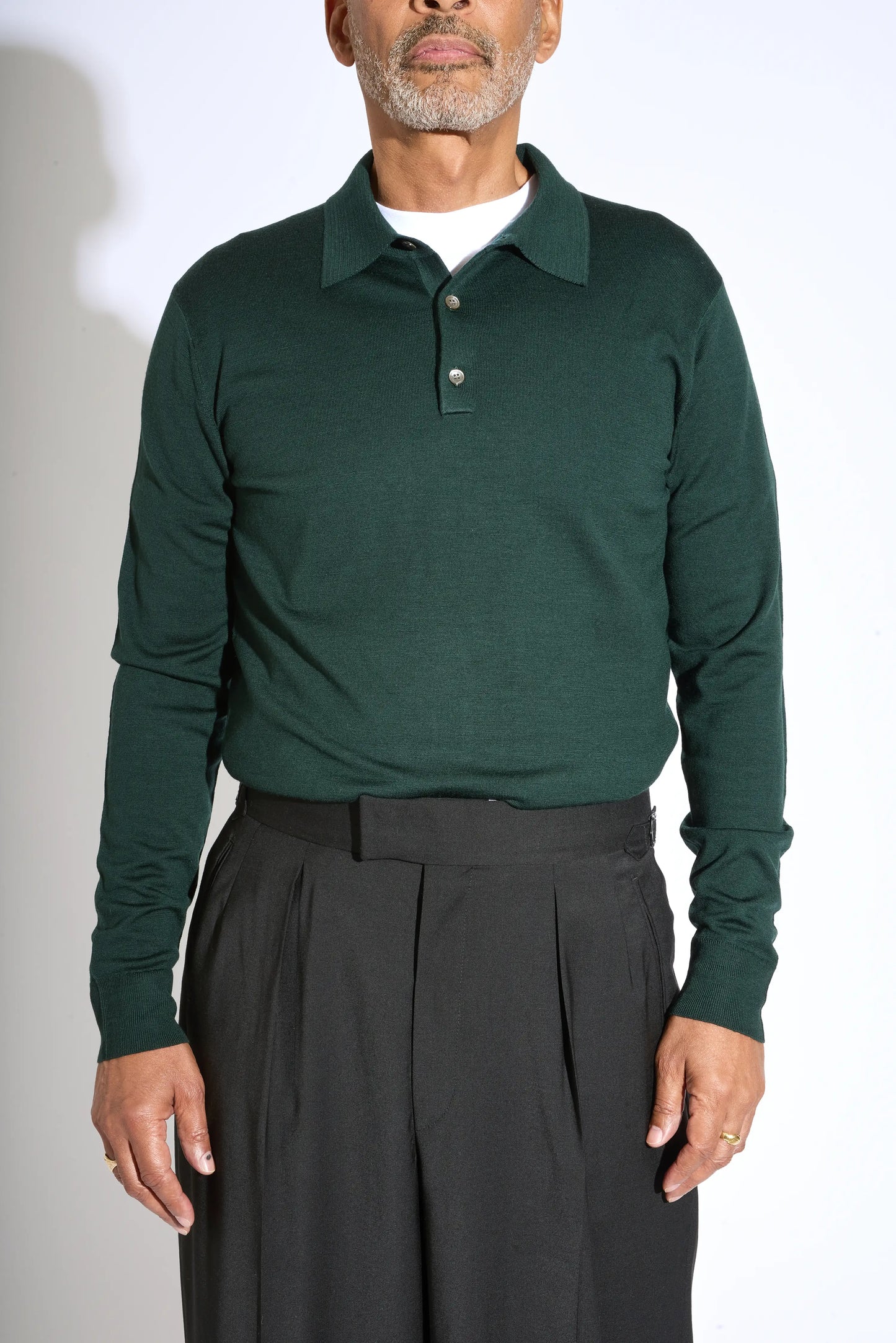 Leo Verde Knitted Polo Merino Wool Shirt