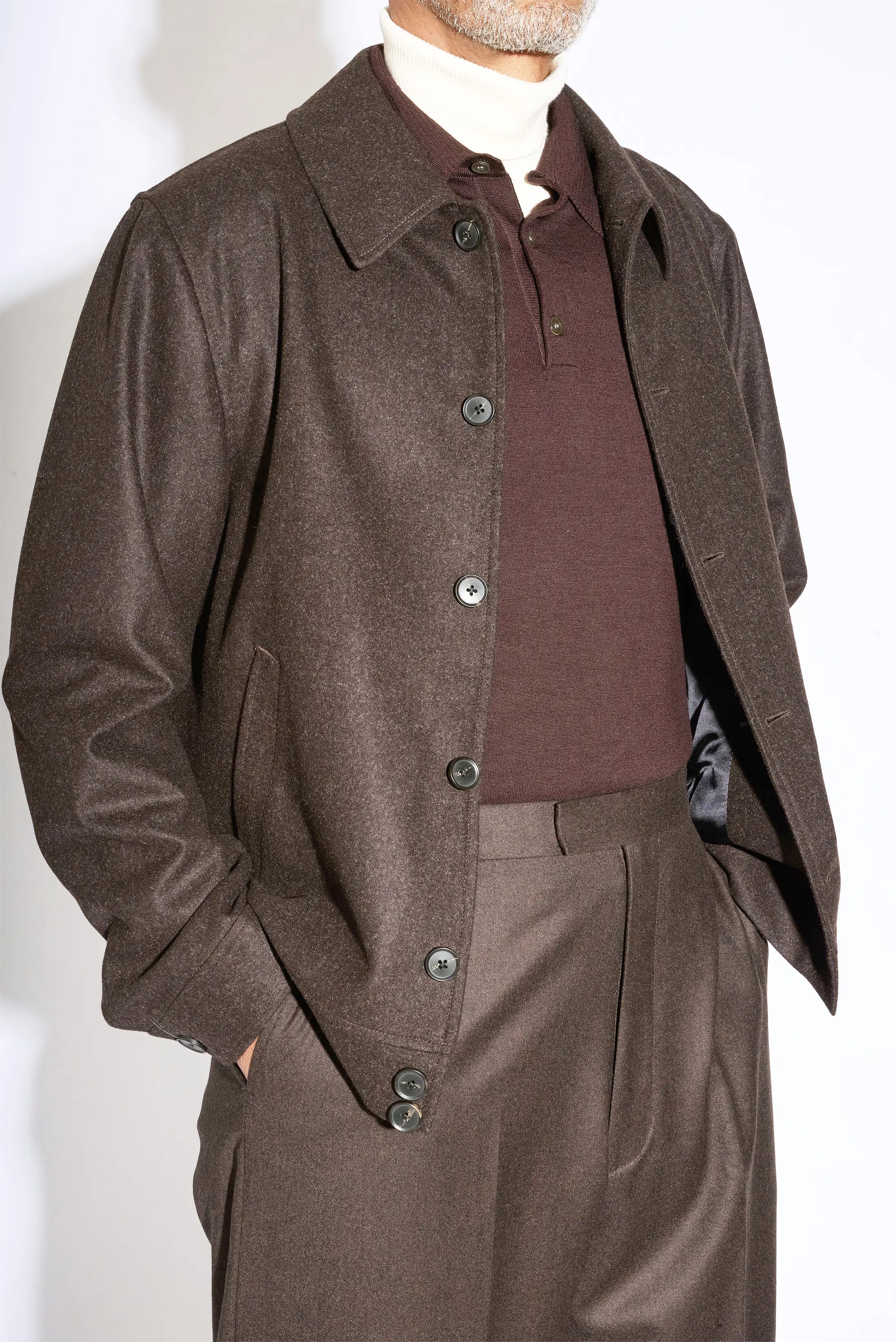 Oskar Brown Flannel Button Through Jacket