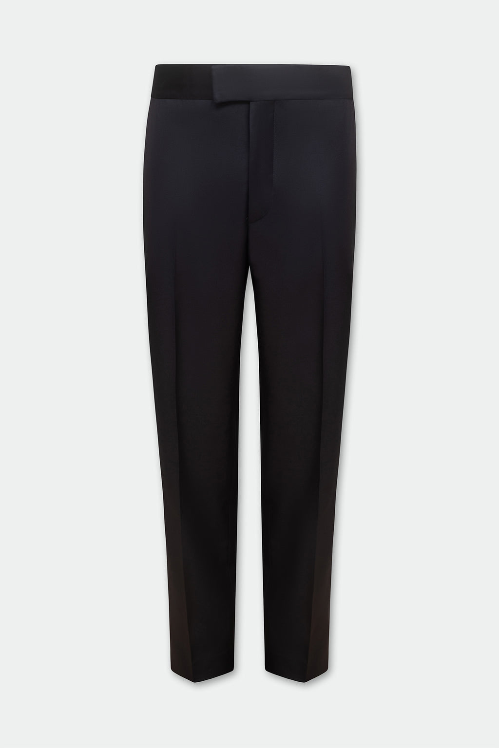Ned Navy Twill Flat Front Straight Leg Wool Trousers