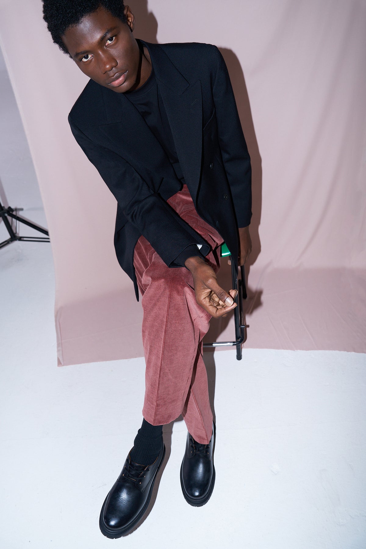 Fidel Loganberry Cord Straight Leg Trousers