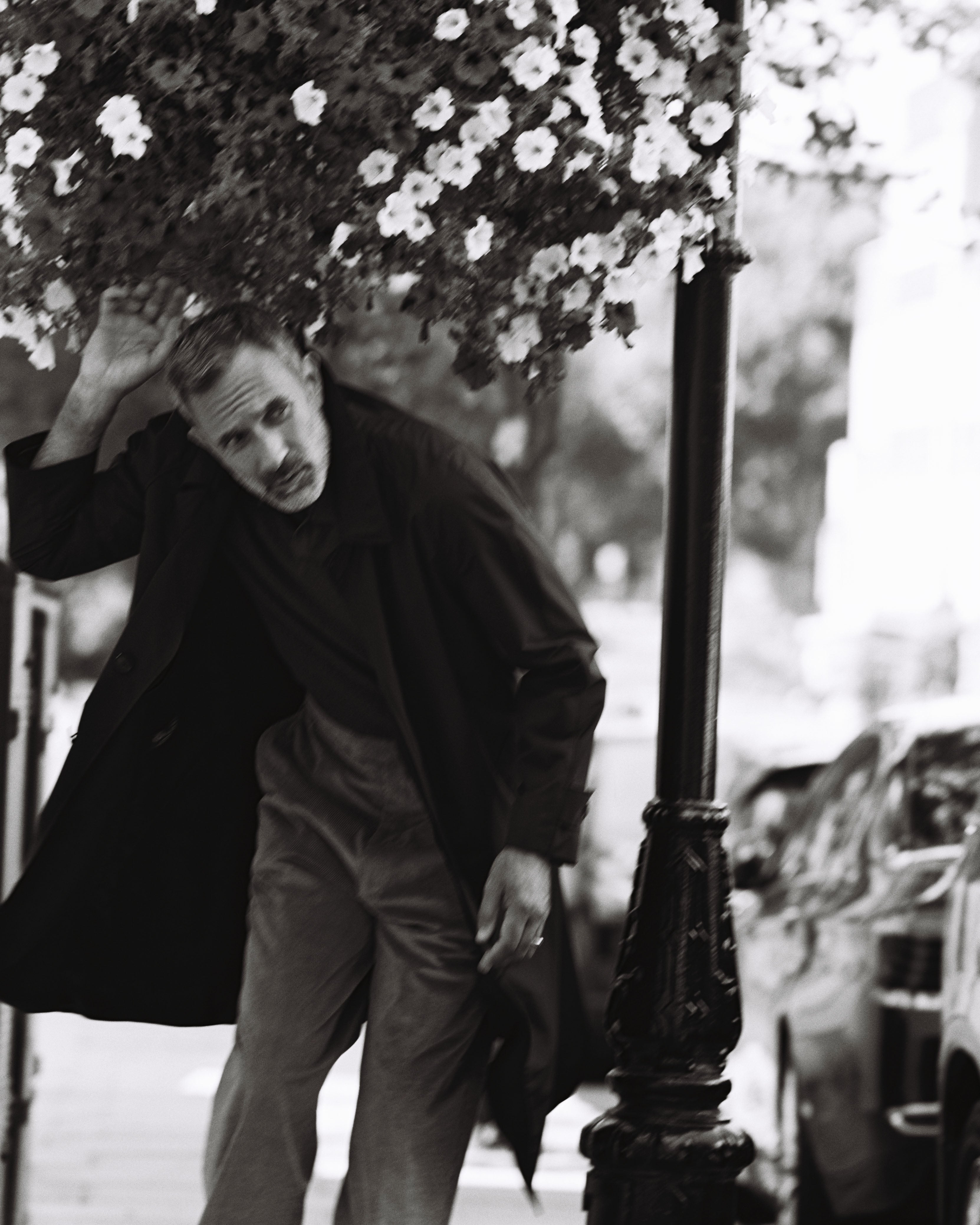 Models wears Casely-Hayford relaxed fit coat and tailored trousers. 