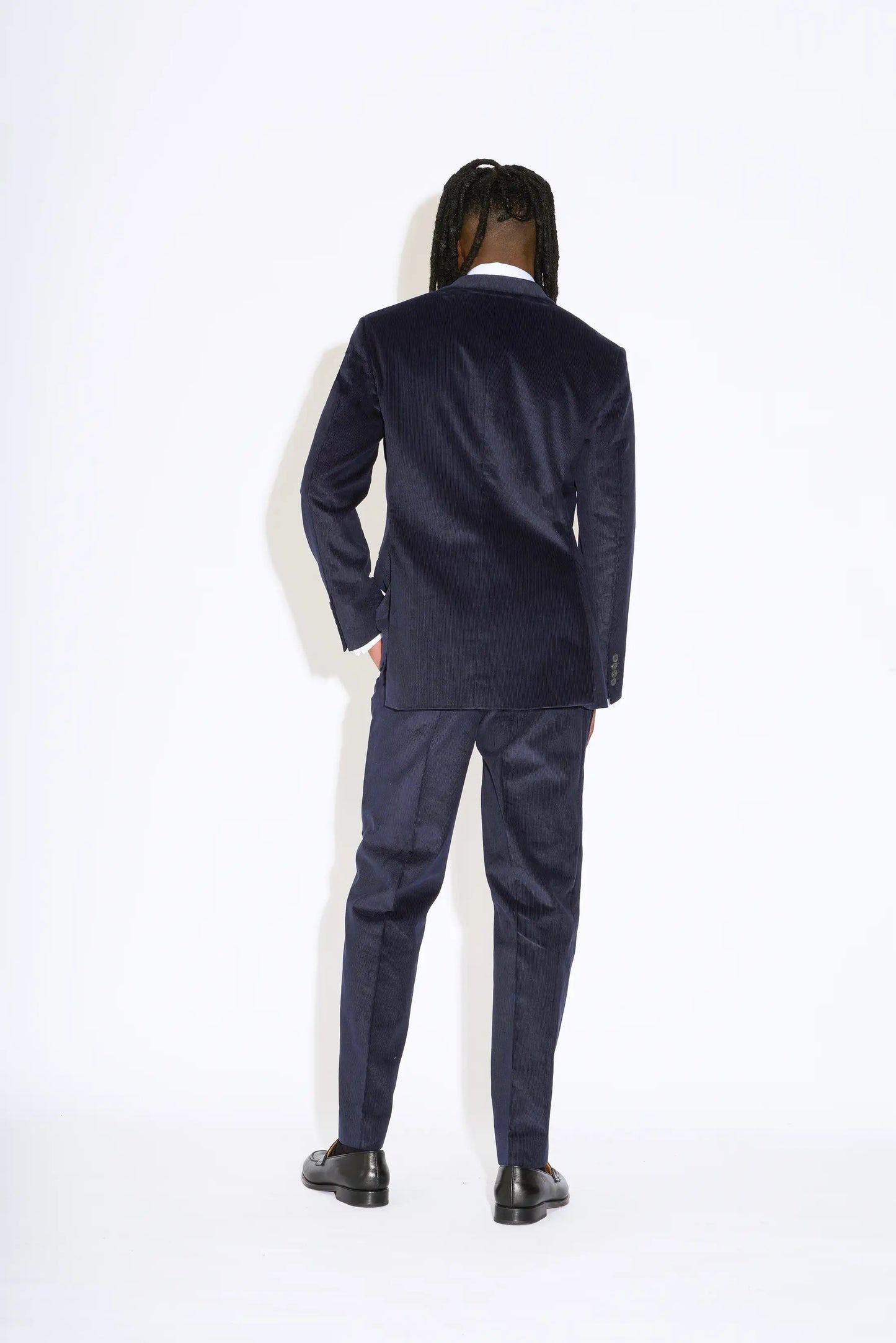 Tyson Navy Two-Piece Shawl Lapel Corduroy Suit