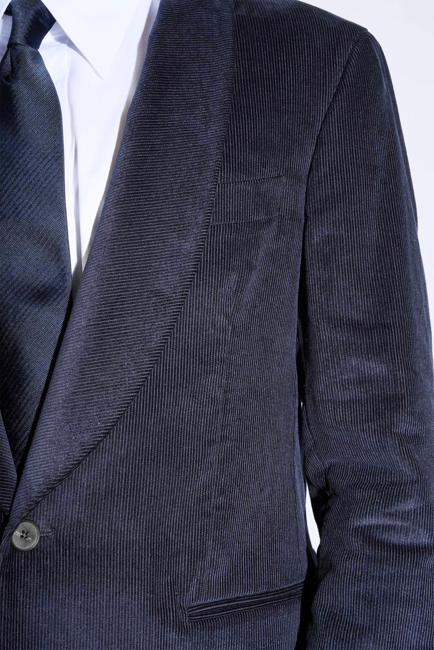 Tyson Navy Two-Piece Shawl Lapel Corduroy Suit