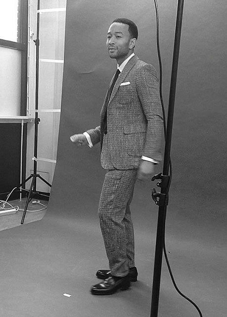 John Legend wears a Casely-Hayford REUBEN three-piece suit.