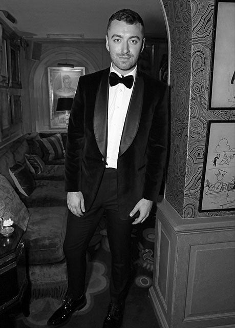 Sam Smith wears Casely-Hayford signature midnight blue smoking TYSON jacket