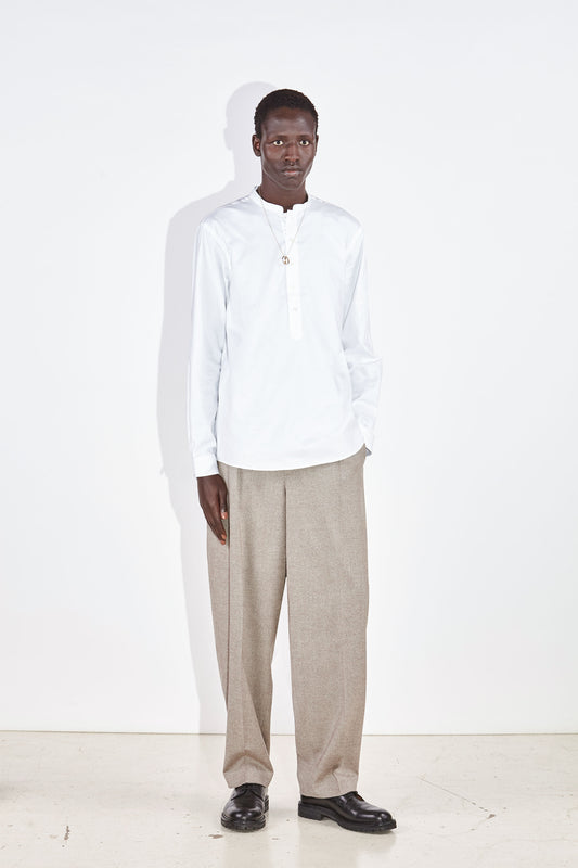 Tyler White Collarless Cotton Shirt