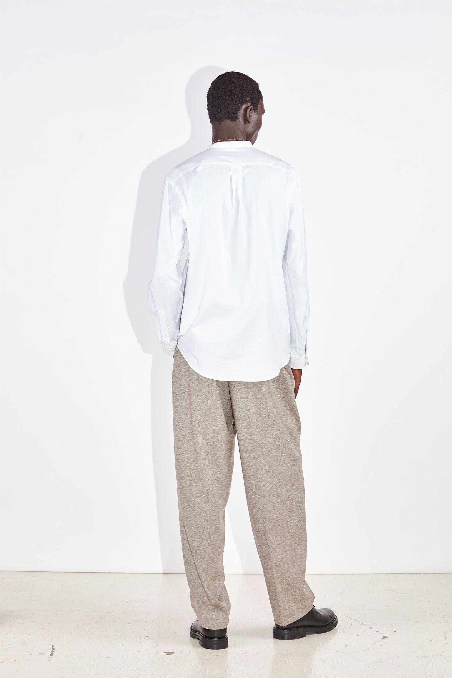 Tyler White Collarless Cotton Shirt