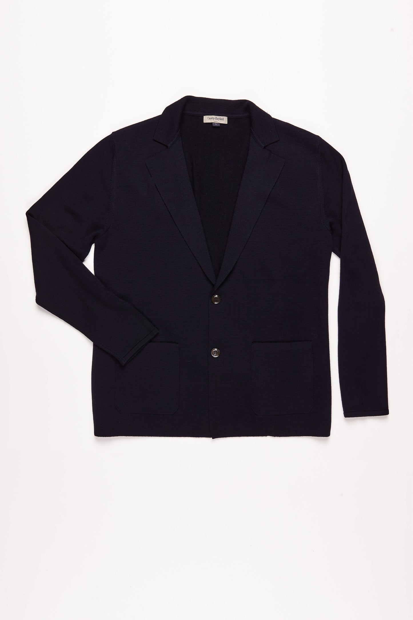 Cole Knitted Notch Lapel Blazer, Navy